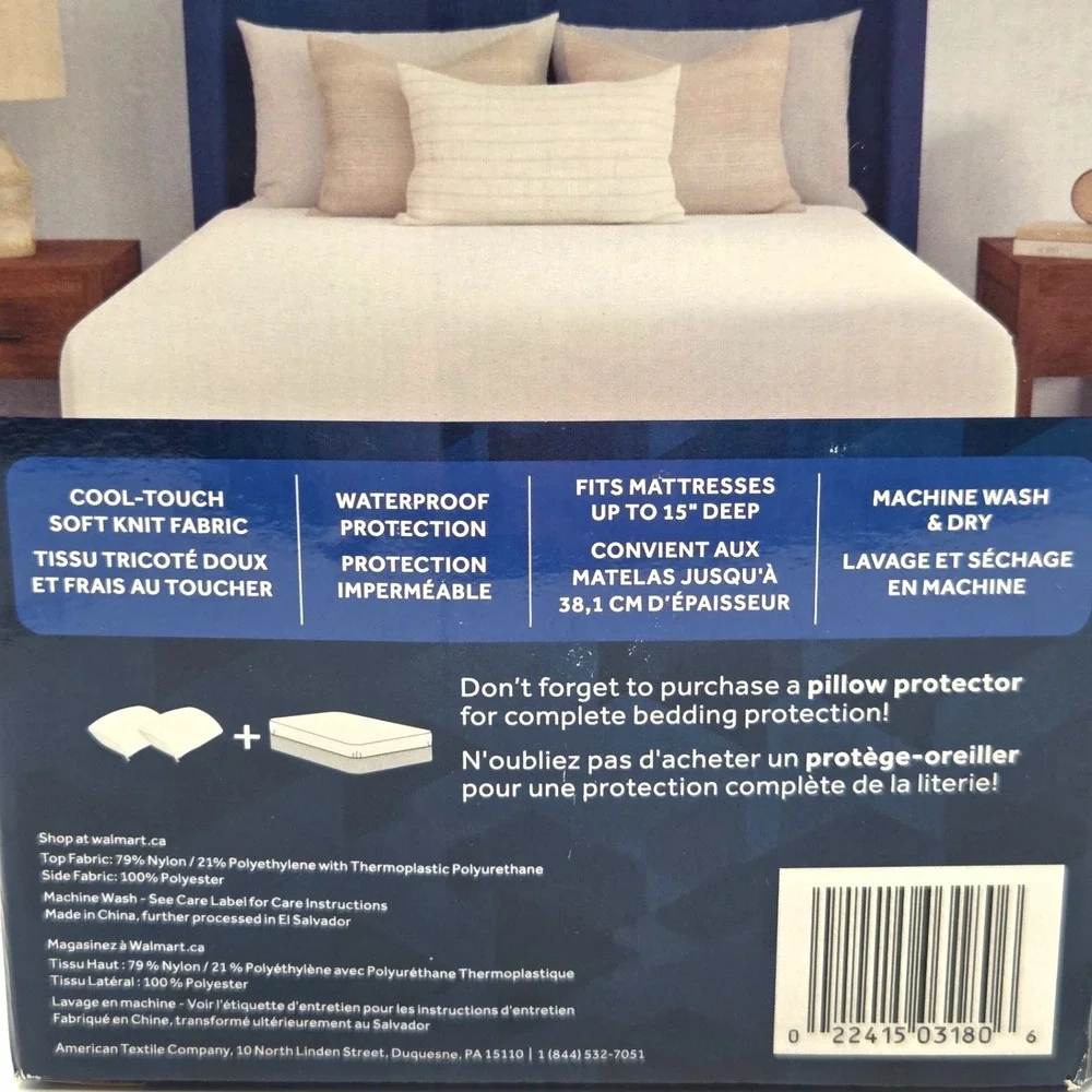 Sealy Elite Cool Touch Twin White Fitted Mattress Protector Waterproof NIB #3180